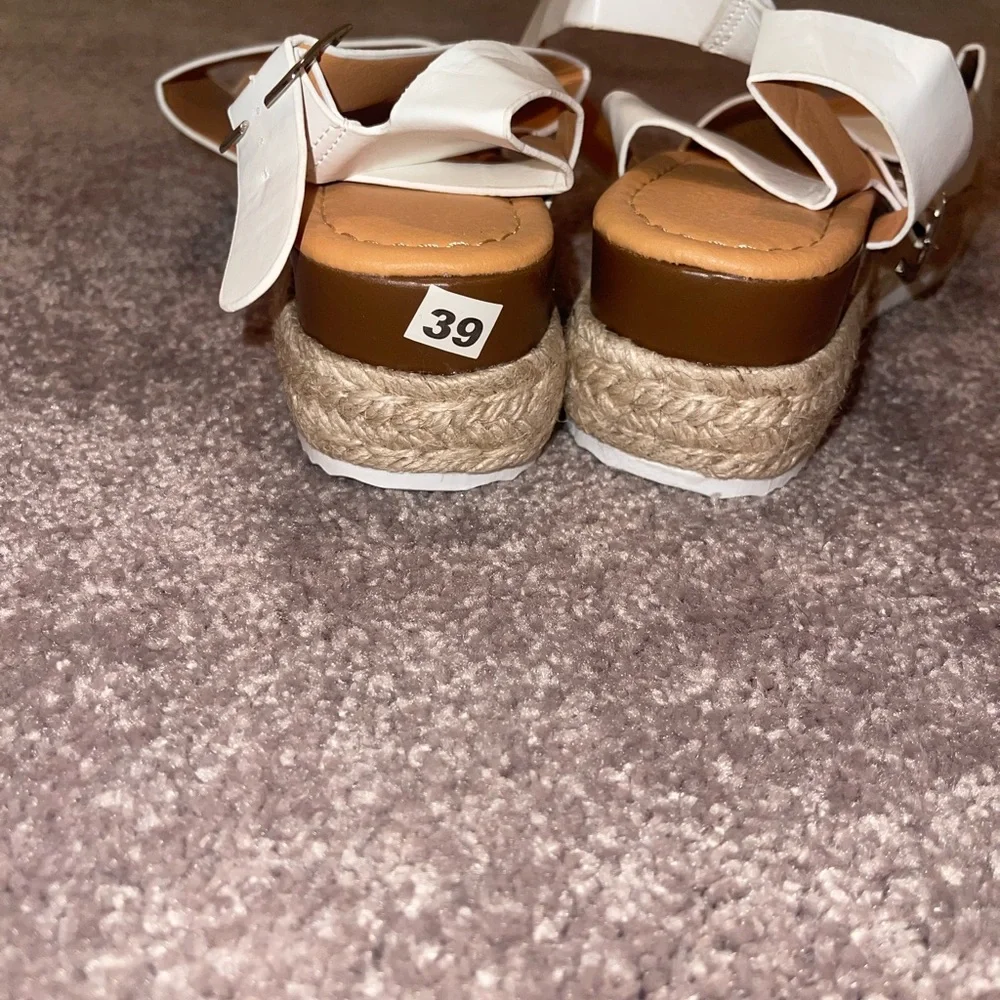 White Espadrille Platform Sandals – Size 39 (US 8.5)